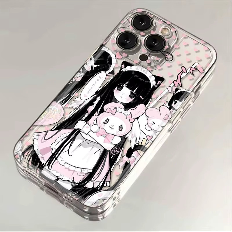 Transparente iPhone Schutzhülle mit süßem Anime Katzen Mädchen Design für Apple iPhone 11 12 13 14 15 16 Pro Max XR XS 7 8 Plus X - Bild 5