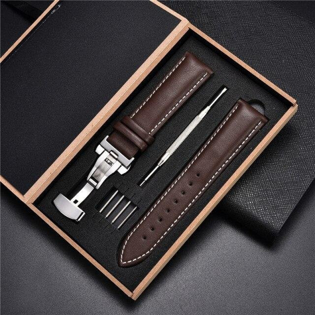 Uhrenarmband Leder, Schwarz, Unisex, 20 mm - Bild 1