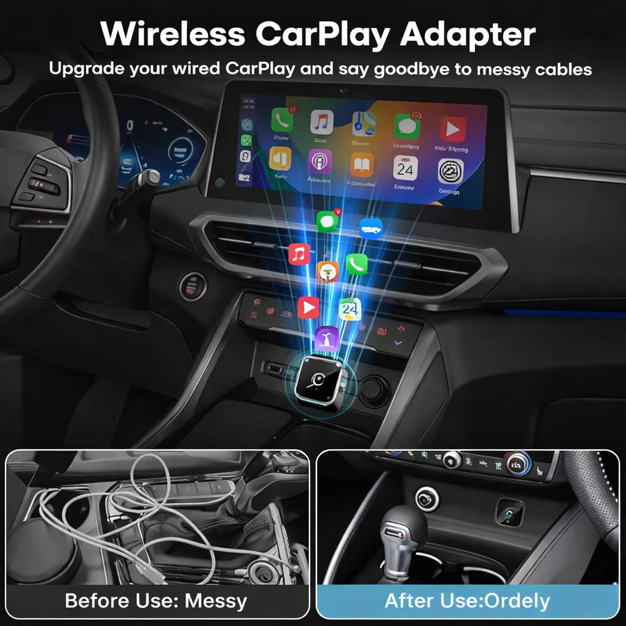 AUTOABC 2in1 Wireless CarPlay und Android Auto Adapter AI Smart Box in Schwarz für VW Toyota Nissan Honda Ford Benz - Bild 5