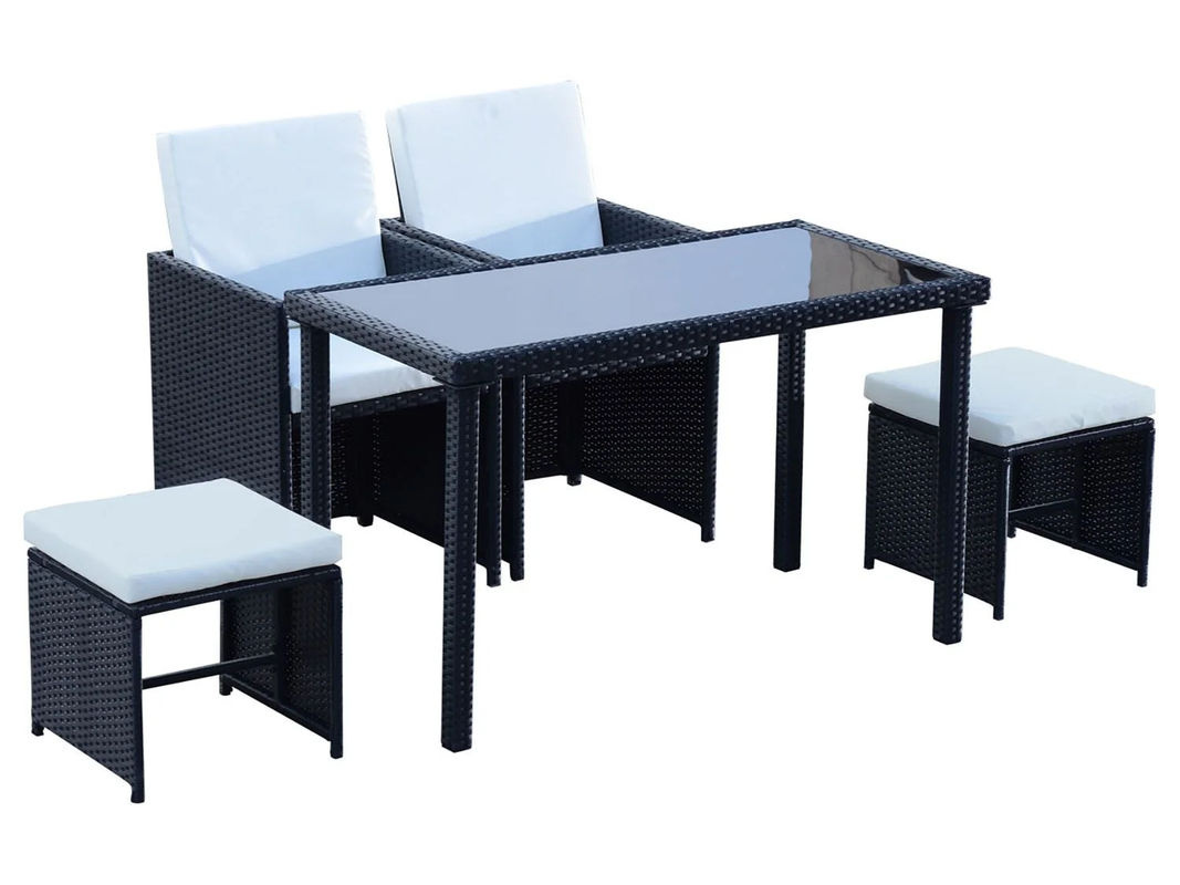Outsunny Polyrattan Sitzgruppe Essgruppe 11-teilig mit Kissen in Schwarz und Beige - Bild 3
