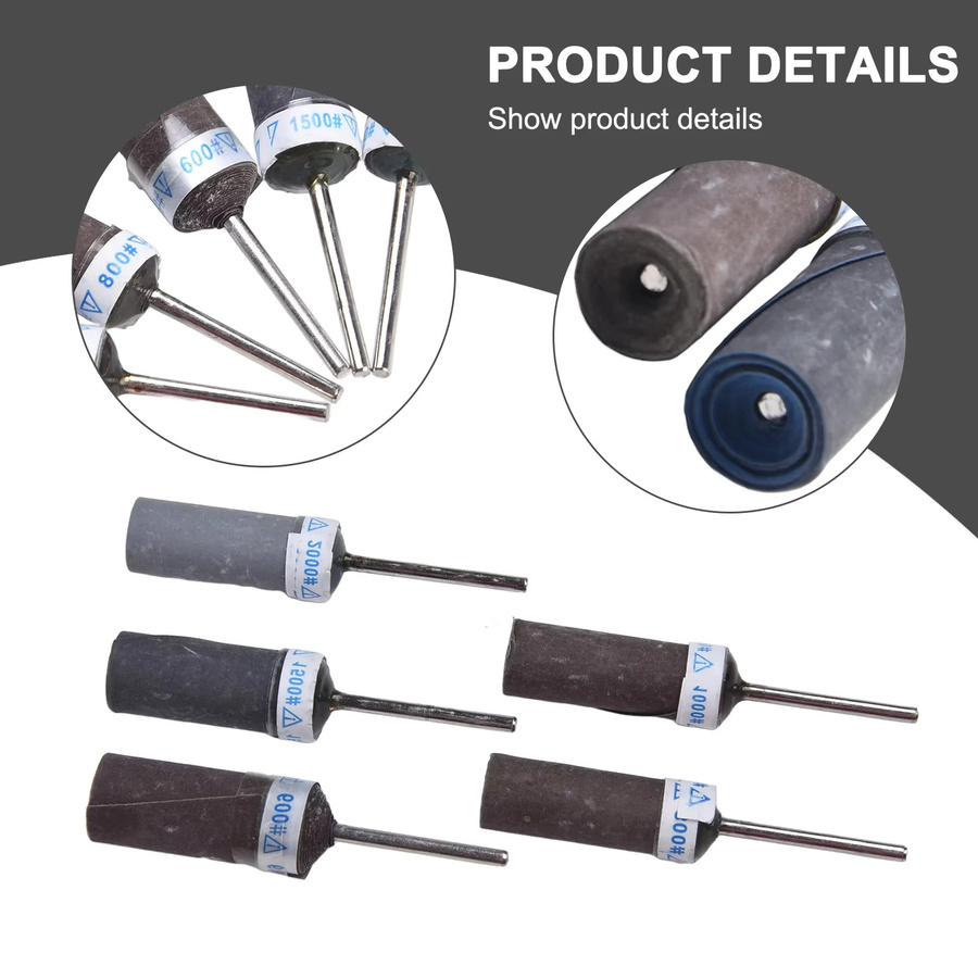 Vibratite Schleifpapier Stick Set mit 5 Schleifköpfen P800-P2000 für Metall, Holz und Schmuck, Grau - Bild 2