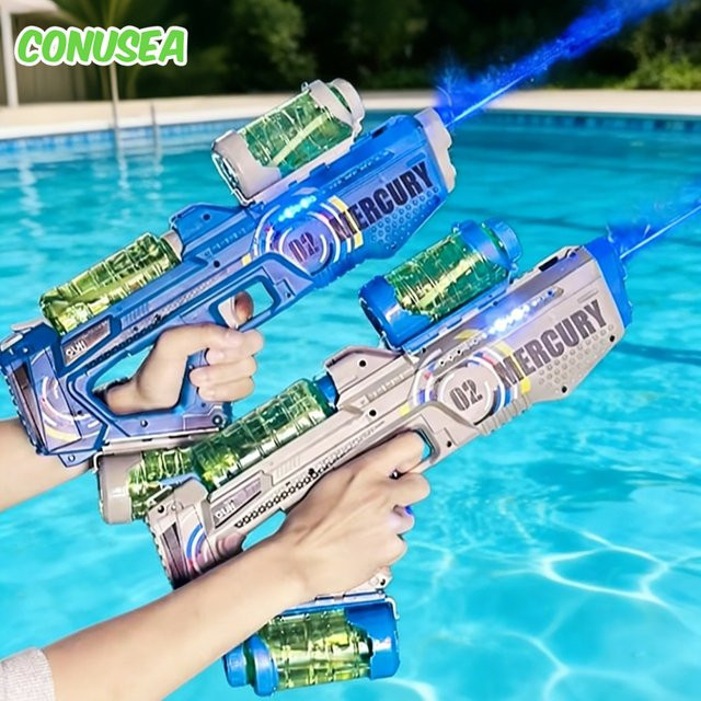 CONUSEA Elektrische Wasserpistole mit LED und Dauerfeuer in Orange und Blau für Kinder - Bild 1