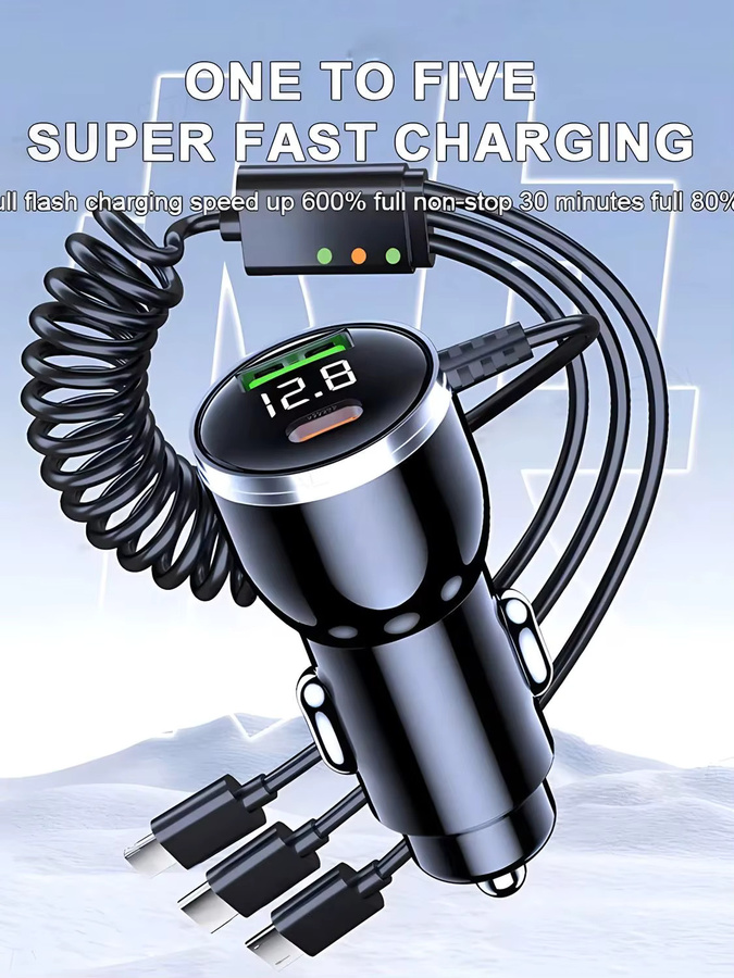 Fireurus 230 W 5-Port Autoladegerät in Schwarz mit PD QC3.0 USB-C Schnellladung für iPhone Samsung Huawei Xiaomi - Bild 6
