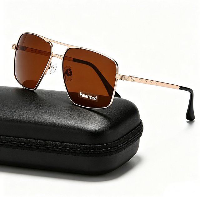 Sonnenbrille square, Vollrand, Metall, braun, Unisex - Bild 1