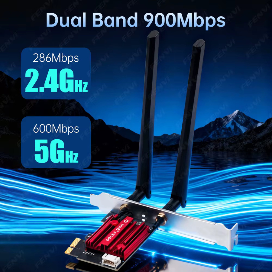 Fenvi AX900 WiFi 6 PCIe Netzwerkkarte mit Bluetooth 5.4, Dualband 2,4GHz/5GHz, 900Mbps Drahtlose Netzwerkkarte für Desktop-PC, kompatibel mit Windows 10/11 - Bild 2