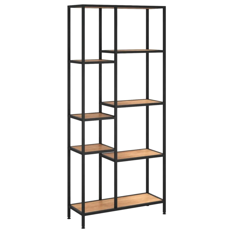 vidaXL Bücherregal im Industrial Design aus Stahl und Holzwerkstoff, Hellbraun und Schwarz, B/T/H: 80 x 30 x 180 cm - Bild 2