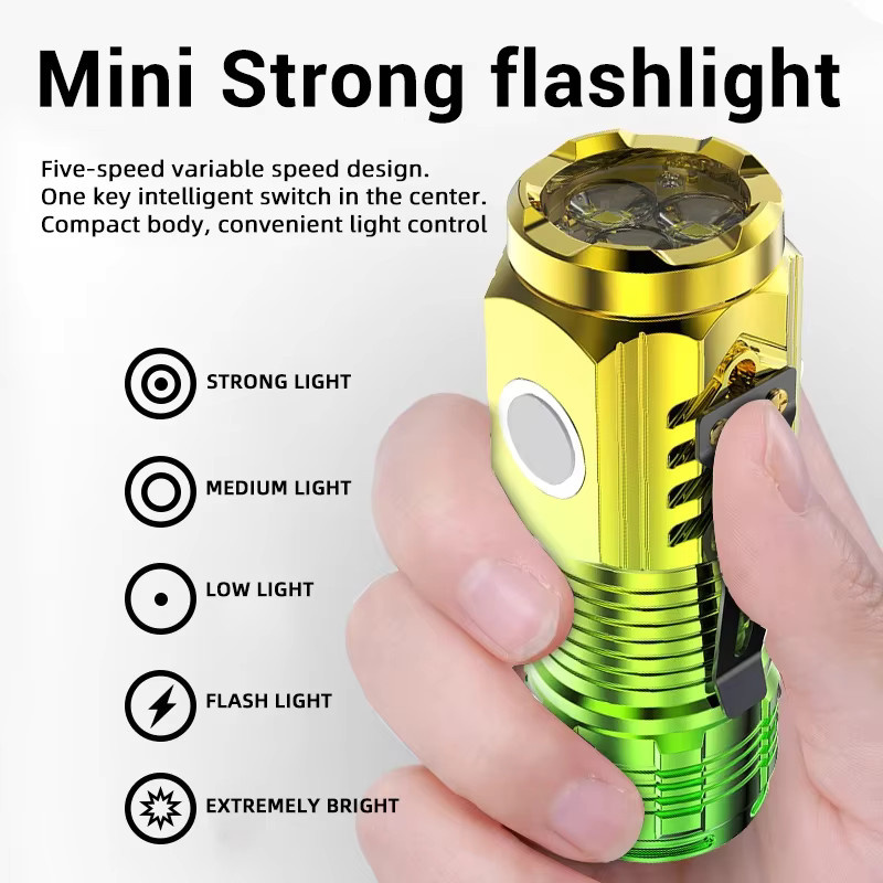 KDULIT Mini-LED-Taschenlampe mit Magnet und Blitzfunktion, wiederaufladbare Multifunktions-Campinglaterne für Notfälle und Outdoor-Einsätze - Bild 2