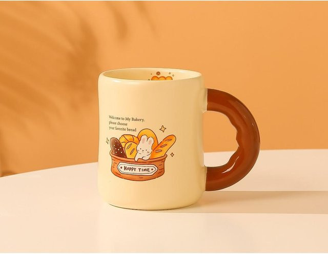 Keramiktasse Milch Fufu mit Hasen-Design von Yiran Furniture, Weiß, 420 ml - Bild 1