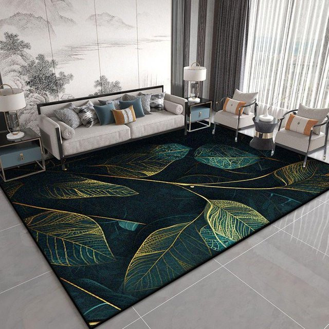 Karpetti Wohnzimmerteppich mit Blumenmuster in Schwarz, rutschfest und waschbar, B: 100 cm, L: 200 cm - Bild 1
