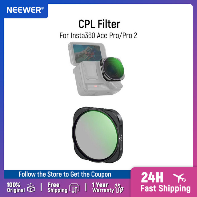 NEEWER CPL-Filter für Insta360 Ace Pro und Ace Pro 2, aufsteckbar, HD-optisches Glas, Schwarz - Bild 1