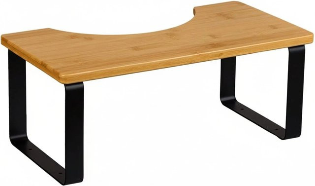 Relaxdays Toilettenhocker aus Bambus und Eisen in Natur und Schwarz, rutschfest, B/T/H: 44,5 x 23 x 18 cm - Bild 1