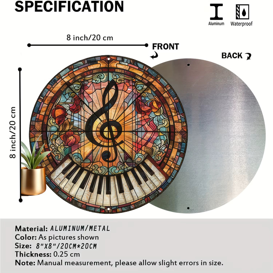 Potdemiel Willkommensschild Rock Music Note – Runde Wandkunst aus Metall in Multicolour, Durchmesser: 20,32 cm - Bild 2