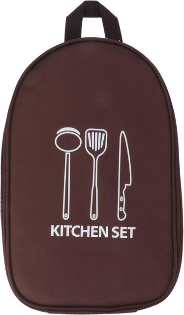CosyHome Camping Reise Kochutensilien Tasche mit Griff in Braun - Bild 1