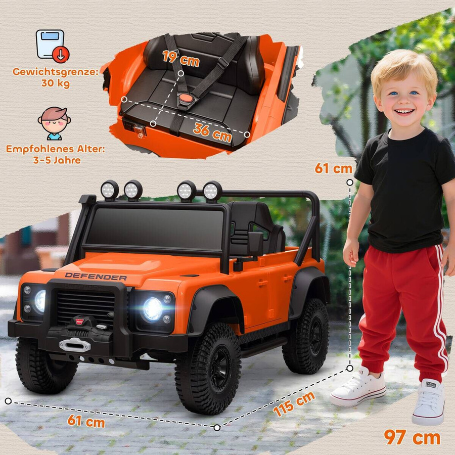 AIYAPLAY Kinder Elektroauto mit Fernbedienung Orange ab 3-5 Jahre - Bild 5