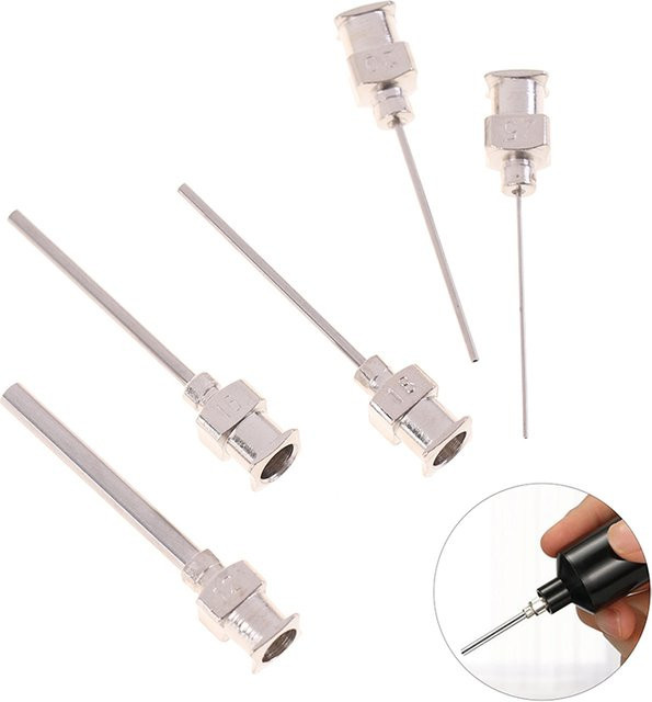 5er-Set Edelstahl Spritzennadeln mit stumpfer Spitze für Kleber, Silber - Bild 1