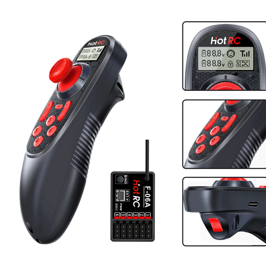 HOTRC DS-600 Sender 6CH 2,4G LCD Fernbedienung, black - Bild 3