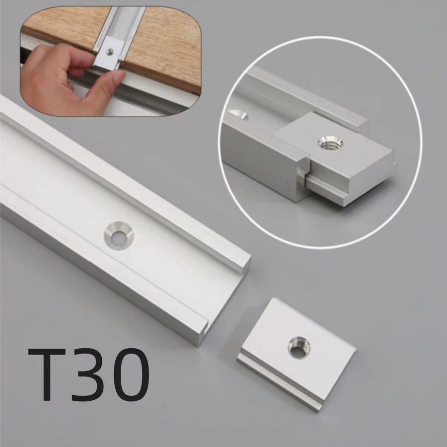 Wnew 2er-Set Gehrungsschiene Jig aus Aluminiumlegierung in Silber für Tracks 19/30 Typ T-Slot und Holzbearbeitung am Routertisch - Bild 2
