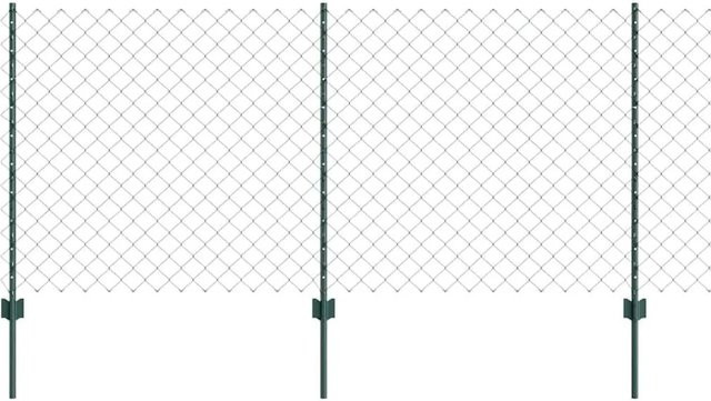 vidaXL Zaun mit Pfosten aus Stahl in Grün, pulverbeschichtet, Höhe: 2,7 m, Länge: 25 m - Bild 1