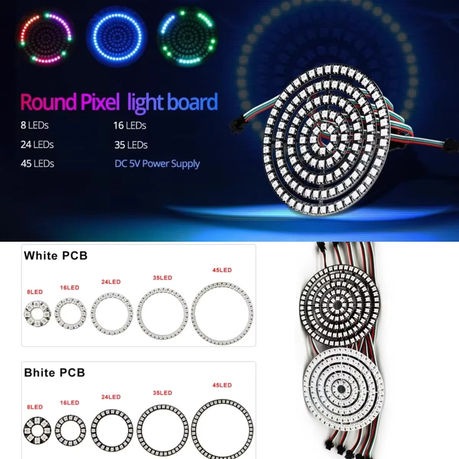 SAGE LU MEI WS2812B RGBIC LED Ring Kit mit 28-Key Bluetooth Musik Controller in Schwarz und Multicolour - Bild 2