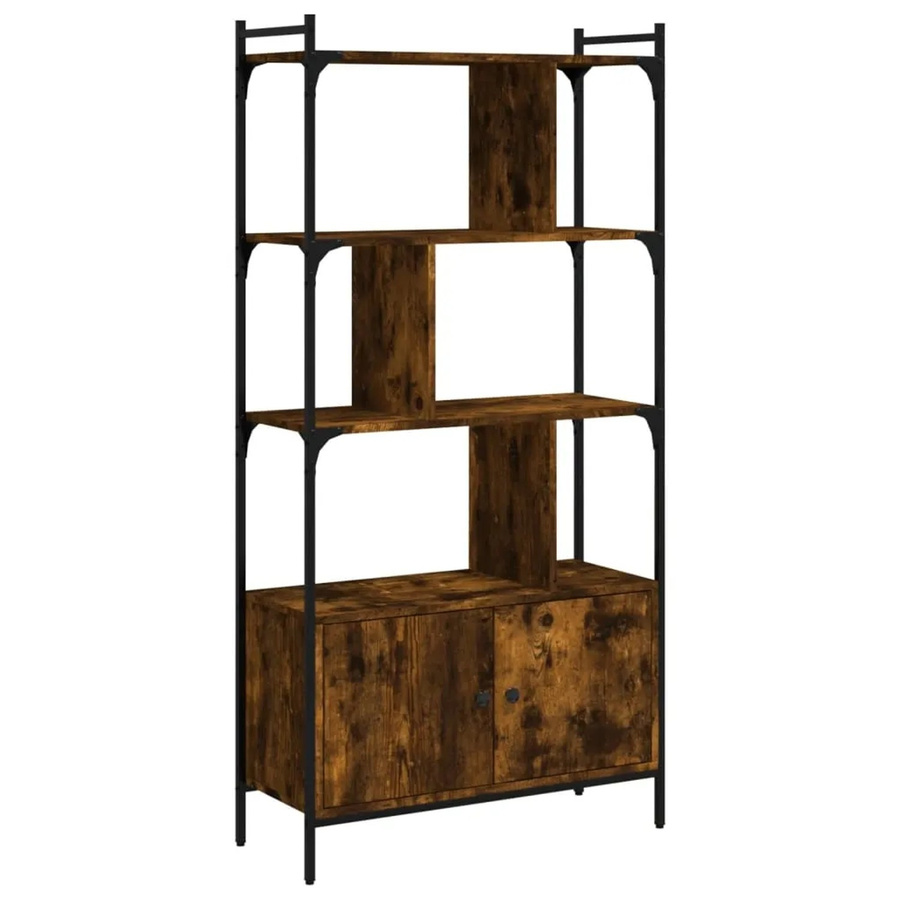 vidaXL Bücherregal mit Tür in Räuchereiche, Industrial Design, B/T/H: 76,5 x 15,0 x 154,5 cm - Bild 2