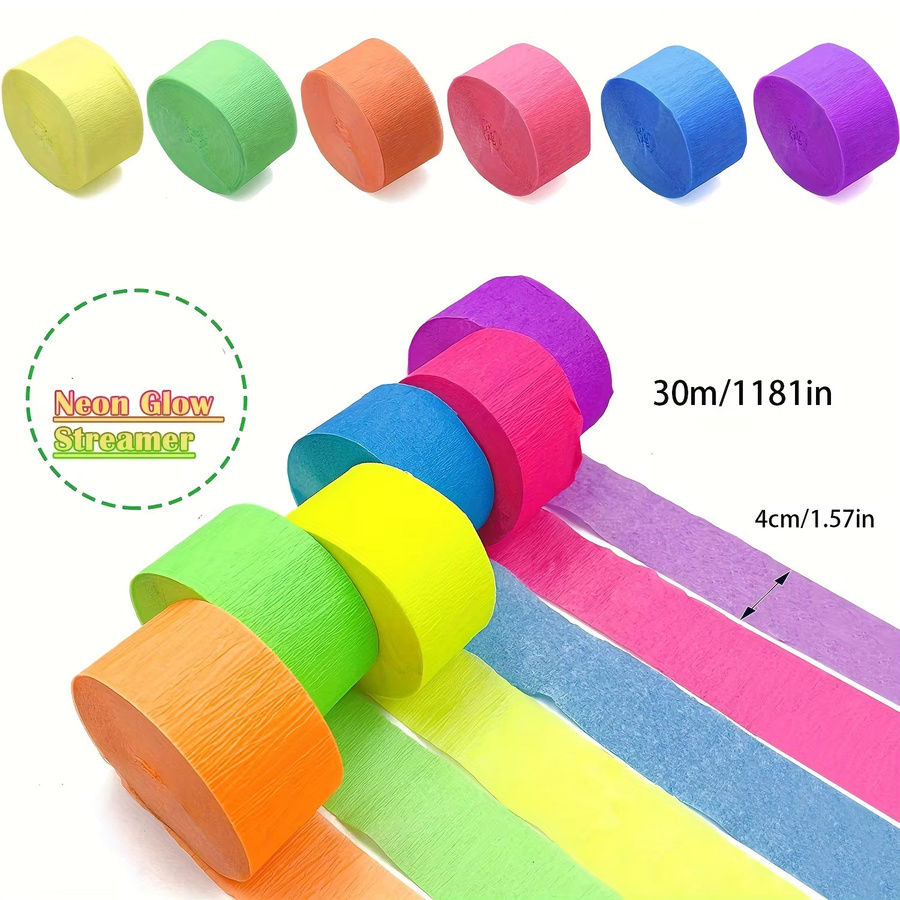 UV-Leuchtband Neon Party Sticker zum Selbermachen, 30 m Länge, Breite: 4 cm, Farben: Rot und Mehrfarbig, Leuchtendes Band für Hochzeit und Geburtstag unter Schwarzlicht - Bild 5