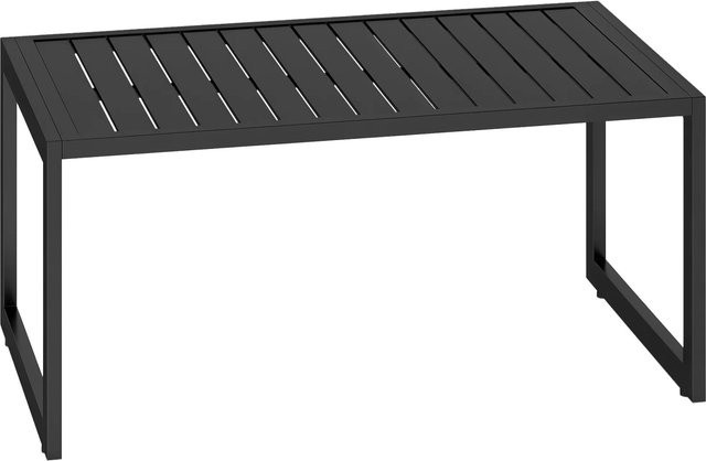 Outsunny Beistelltisch aus Aluminium in Schwarz mit Latten-Design, B/T/H: 50 x 90 x 42 cm - Bild 1