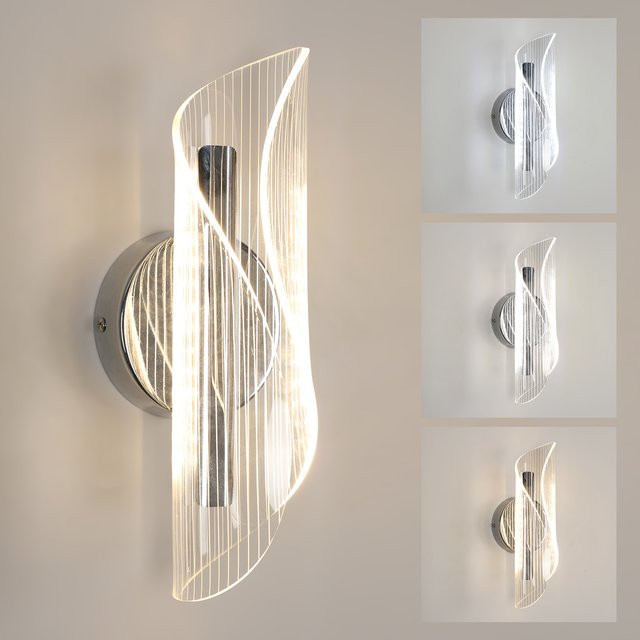 Moderne LED-Wandleuchte aus Metall und Glas mit Up-Down-Lichtfunktion und dreifarbiger CCT-Steuerung für Wohnzimmer, Schlafzimmer oder Treppenbereiche - Bild 1