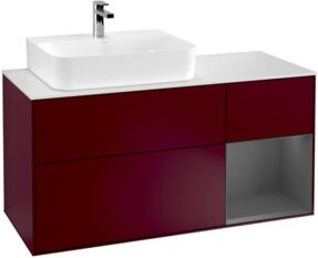 V&B Waschtischunterschrank Finion mit Wandbeleuchtung und Regalfach links, Farbe Anthrazit, Breite: 120 cm, Tiefe: 50,1 cm - Bild 1