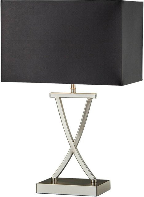 Searchlight Tischlampe Club in Silber aus Stahl und Textil mit E14 Fassung, B/H/T: 20 x 48,5 x 31 cm - Bild 1