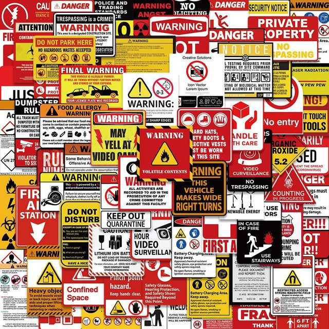 75 Stück Warnschild Sticker Set von Binchi Outdoor Product in Multicolour für Skateboard, Laptop und Motorrad - Bild 1