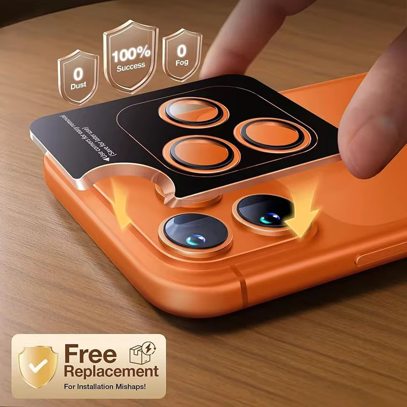 Kratzfeste HD-Kamera-Schutzfolie aus gehärtetem Glas und Aluminiumlegierung für Apple iPhone 17 Pro Max, 17 Pro, 16, 15 und 14 Pro Max in Blau oder Orange - Bild 6