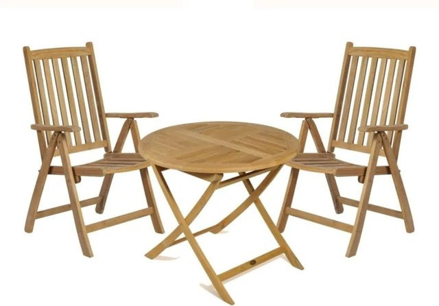 DELUKE Balkonmöbel-Set MILOS 3-teilig aus Teakholz in Teakbraun - Bild 1