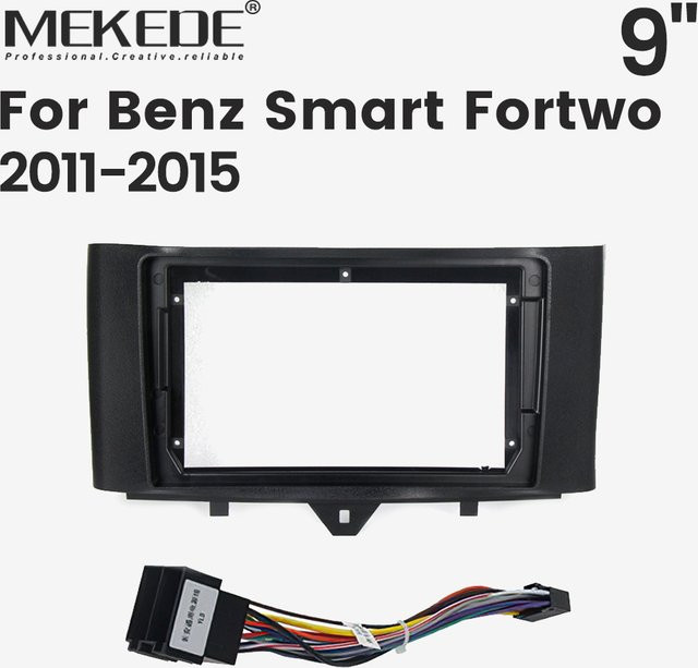 STRONGNAVI 9 Zoll Auto Blende mit Canbus Audio Fitting Adapter Panel für Benz Smart Fortwo, Schwarz - Bild 1