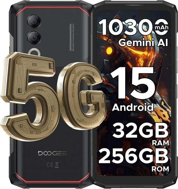 DOOGEE Blade20 Turbo 5G Robustes Smartphone Schwarz mit 256 GB Speicher, Android 15, 10300mAh Akku, 50MP Kamera und 6.6 HD+ 90Hz Display - Bild 1