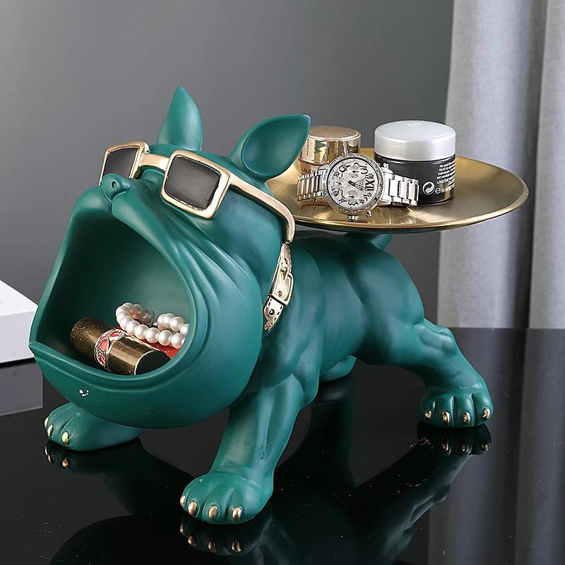 Bulldogge Figur als Hundestatue und Aufbewahrungsbox aus Kunstharz, Höhe: 30 cm - Bild 2