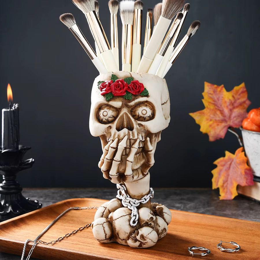 Halloween Totenkopf Stifthalter aus Harz im Vintage- und Retro-Stil - Bild 4