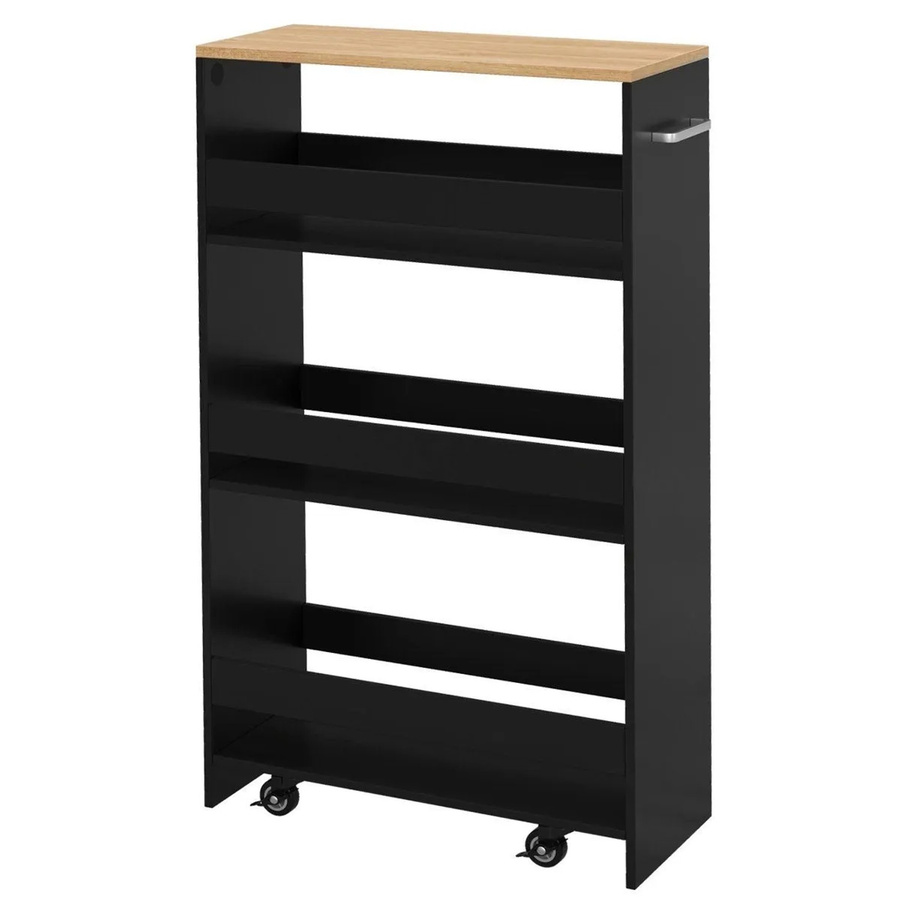 Costway Küchenwagen und Badregal mit 4 Etagen in Schwarz, modern und matt, B/T/H: 47.5 x 20 x 80.5 cm - Bild 2