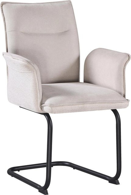 Mömax Armlehnstuhl Nova in Beige mit Stoffbezug und schwarzen Metallbeinen, B/T/H: 46 x 63 x 90 cm - Bild 1