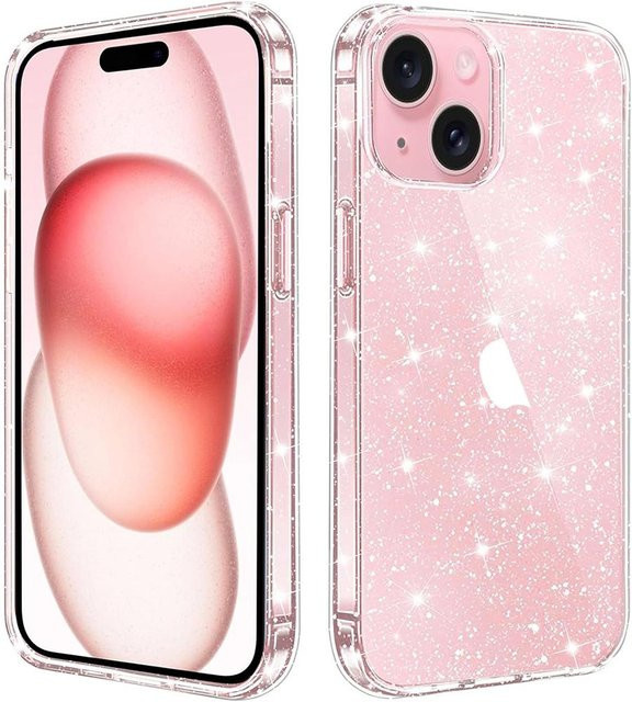 Glitzernde transparente Handyhülle für Apple iPhone Modelle in Pink und Multicolour - Bild 1