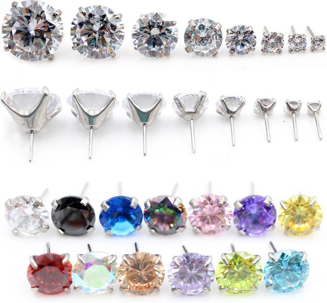 Alisouy Piercing Ohrringe, Titan, Zirkonia, Silber, Unisex - Bild 1