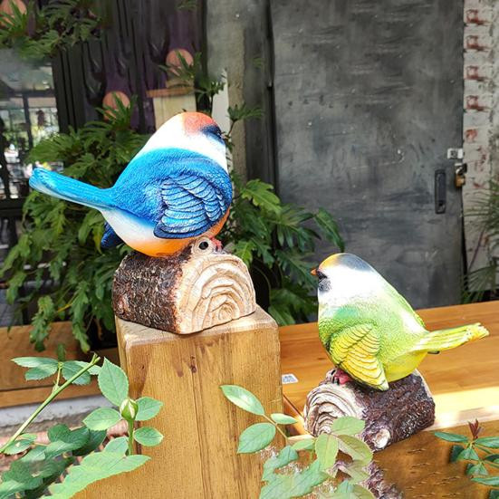Dekoratives Vogelornament von Amusedly in Blau mit lichtausgelöstem Vogelgeräusch aus Harz - Bild 4
