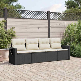 Vidaxl Garten-Sitzgruppe aus schwarzem PE-Rattan mit Kissen in Beige für Erwachsene - Bild 1