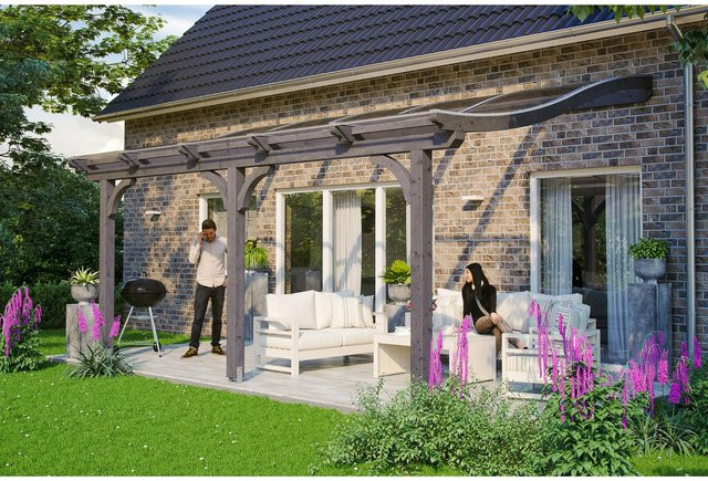 Skan Holz Terrassenüberdachung Venezia aus Leimholz mit Polycarbonat-Dach in Schiefergrau, B: 541 cm, T: 289 cm, H: 165 cm - Bild 1