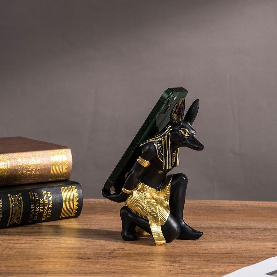 Yiran Furniture Anubis Gott Weinregal aus Kunstharz in Schwarz und Gold - Bild 2
