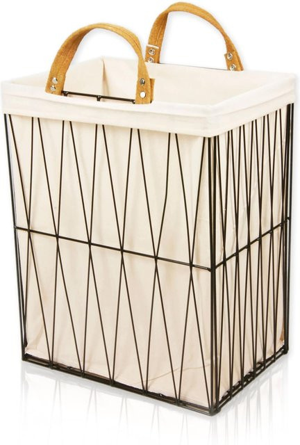 Lycce Wäschesammler Wäschekorb aus Metall in Schwarz, 35 l, B/T/H: 25 x 35 x 46 cm - Bild 1