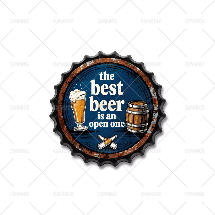 OANKR Vintage Metall-Blechschild Runde Wanddekoration Bierflaschenverschluss B/H: 35 x 35 cm Multicolor - Bild 2