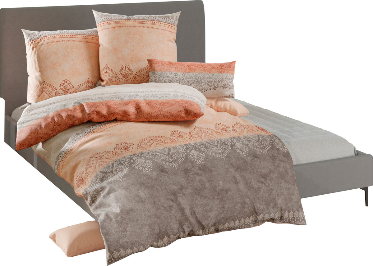 Wäschepur Bettwäsche Boho Nature in Beige mit floralem Design aus Baumwolle, B/H: 155 x 220 cm - Bild 2