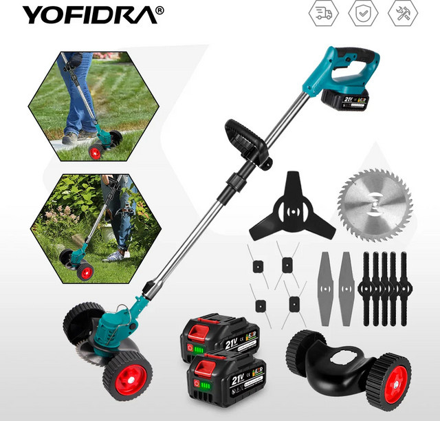 YOFIDRA Elektrischer Rasenmäher 1500W Handgeführter kabelloser Rasentrimmer für Makita 21V LXT Akkus - Bild 1