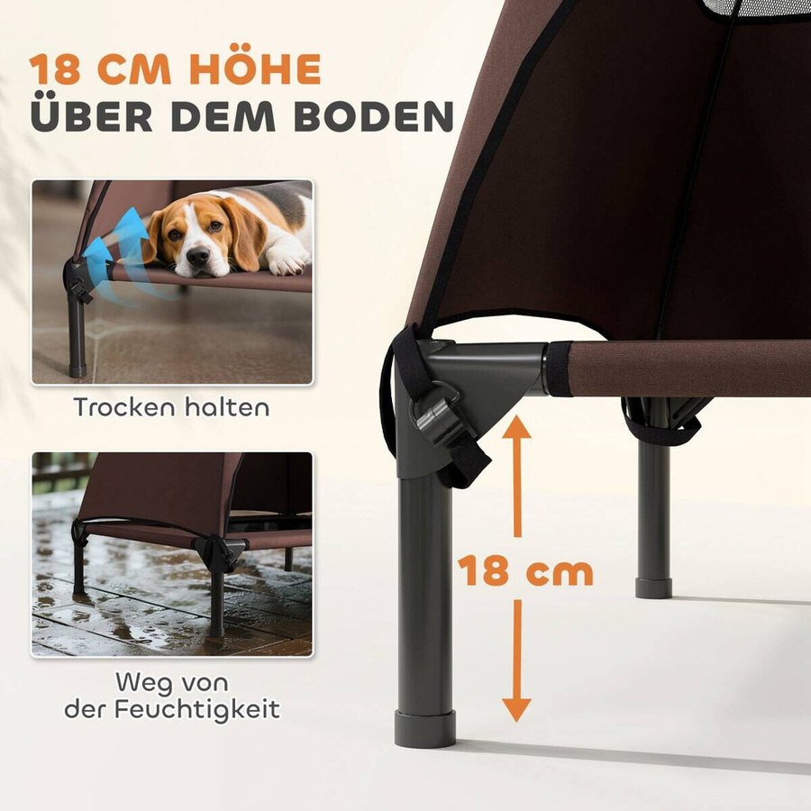 PawHut Hundeliege Outdoor mit Dach und erhöhtem Boden, Kaffee, B/T/H: 61 x 76 x 71 cm - Bild 4