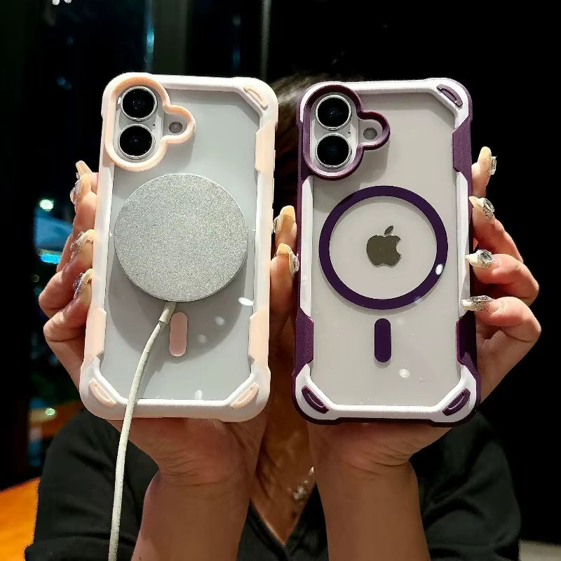 MagSafe magnetische stoßfeste Hybrid-Schutzhülle für Apple iPhone 11 bis 17 Pro Max Plus, transparent - Bild 2